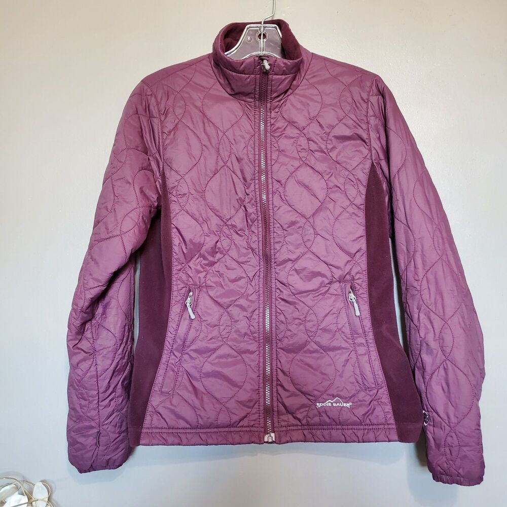 Eddie Bauer 365 Primaloft Jacket Womens Small Purple Zip Up Quilted Puffer READ